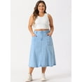 thumbnail image 2 of DARING DIVA Women's Plus Denim Skirts with Pockets A-Line Midi Jean Skirt 4X Light Blue, 2 of 6