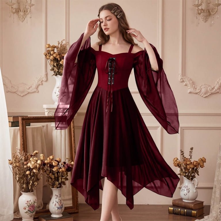 gothic christmas dress clothes? : r/AvakinOfficial or a dress+red bowknot set Renaissance Dresses for Women Gothic