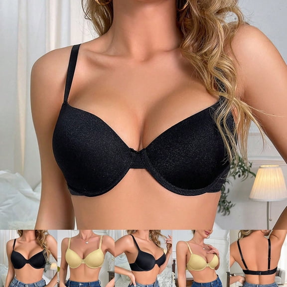 Loopsun Womens Daily Bra, Thin Bras for Ladies, Women's Solid Underwire Shaping Push Up Lightweight Everyday Bra Beige, 36/38C