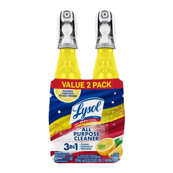 Lysol All Purpose Cleaner Spray, Lemon Breeze, 64oz, Kills Germs