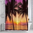 thumbnail image 3 of Gradient Beach Shower Curtain for Bathroom Decor, Landscape Summer Coconut Sunset Silhouette Waterproof Fabric Shower Curtain, 66"x72" Set with 12 Hooks, 3 of 9