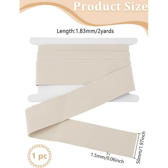 1 set 2 Yards Polyamide Ultra Wide Thick Flat Elastic Band Webbing Garment Sewing Accessories Bisque Twill Wide Elastic Band High Elasticity Elastic for DIY Sewing Project Band Making 50mm