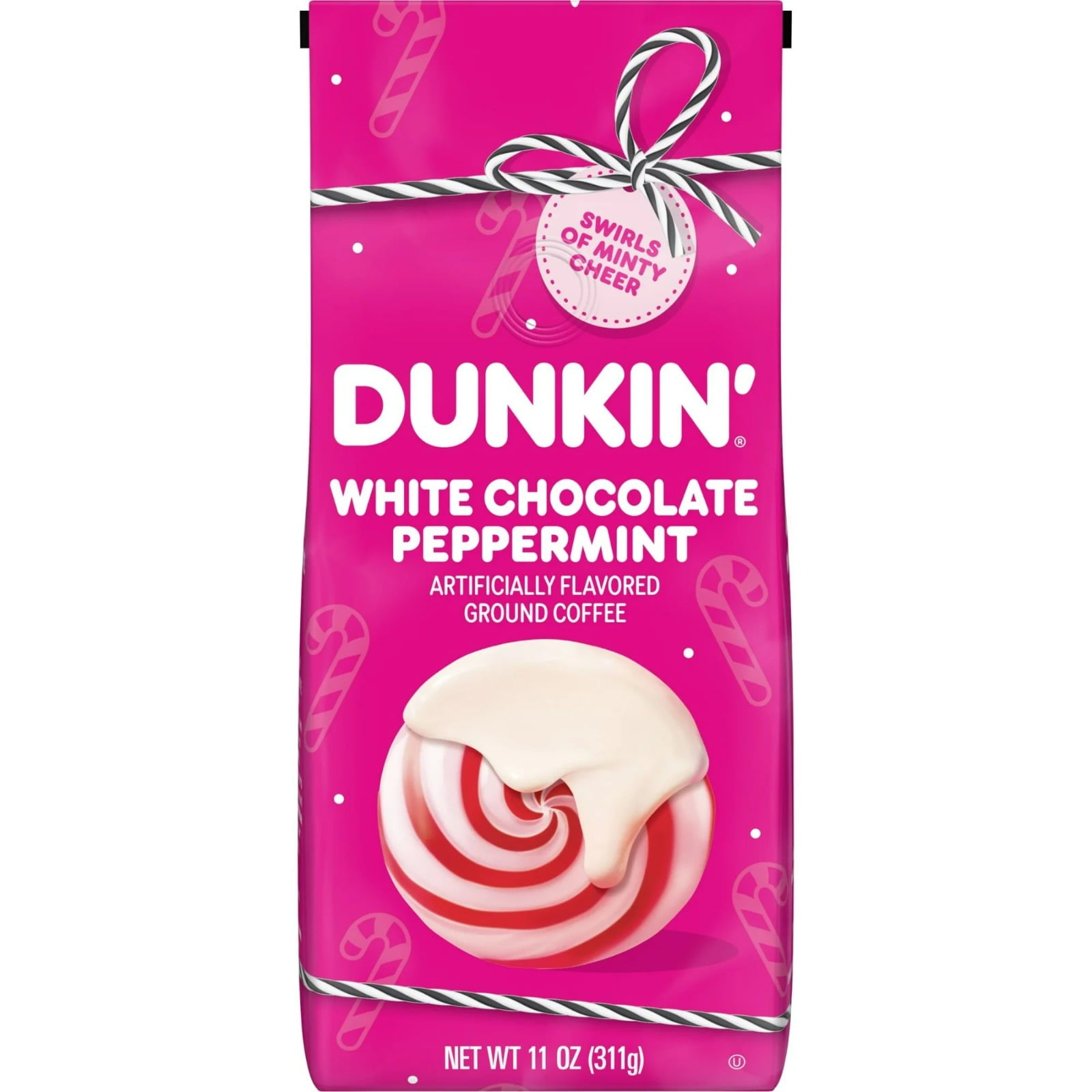 Dunkin Polar Peppermint Artificially Flavored Ground Coffee, 11 oz (2 Pack)