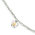 thumbnail image 1 of 925 Sterling Silver Butterfly 1.5 Inch Childrens Chain Charm Bracelet, 1 of 6