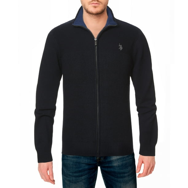 U.S. Polo Assn. mens Full-Zip Collar Sweater (Coast Marl, XL) - Walmart.com