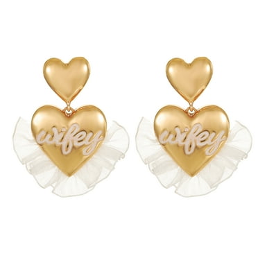 Packed Party Wifey Heart Tullle Earrings