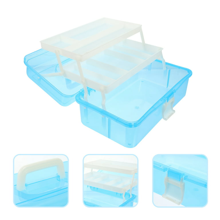  ALMOXVYE 12 Inch 3-Layer Plastic Portable Storage Box,  Multipurpose Clear Craft Storage Case, Sewing Supplies Organizer for Home,  School, Office, First Aids : Arts, Crafts & Sewing