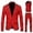 Red, variant on Elegant 3 Piece Formal Blend Tuxedo Jacket Vest Trouser Set Mens Suit Slim Fit Double Holiday Wedding Prom Groom