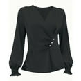 thumbnail image 5 of Maplenight Long Sleeve Shirts for Women Dressy Casual Pleated Wrap Tops Office Work Blouse Fall Business Outfits, 5 of 6