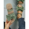thumbnail image 2 of Women Ribbed Knit Bow Espadrille Open Toe Slide Sandals  Vacation Outdoor Polyester Flat Sandals, 2 of 7