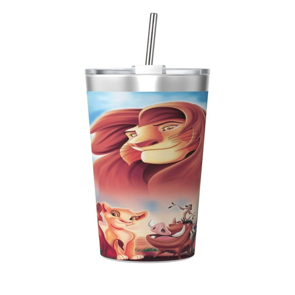12oz Lion King Stainless Steel Insulated Tumbler Cups With Conical Straw