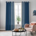 thumbnail image 6 of Kitchen Curtains 84 Inch Length 2 Panels, Navy Blue Beige Striped Grommets Window Treatment Curtain, Modern Farmhouse Retro Lines Thermal Curtains Drapes for Living Room/Bathroom, 6 of 9