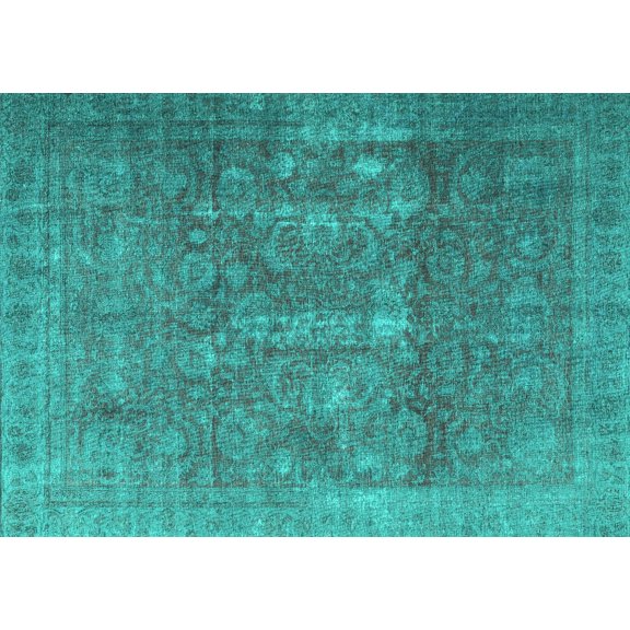 Ahgly Company Indoor Rectangle Persian Turquoise Blue Traditional Area Rugs, 5' x 7'