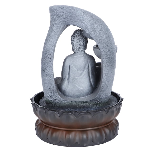 Resin Buddha Desktop Fountain Decoration with Light, Soothing Water Sound, Quiet Pump, Easy Installation for