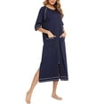 thumbnail image 3 of Lucakuins Camisón para Mujer, Manga Corta con Cremallera Abertura Camisón Largo Ropa de Dormir Loungewear Lucakuins moda, 3 of 6