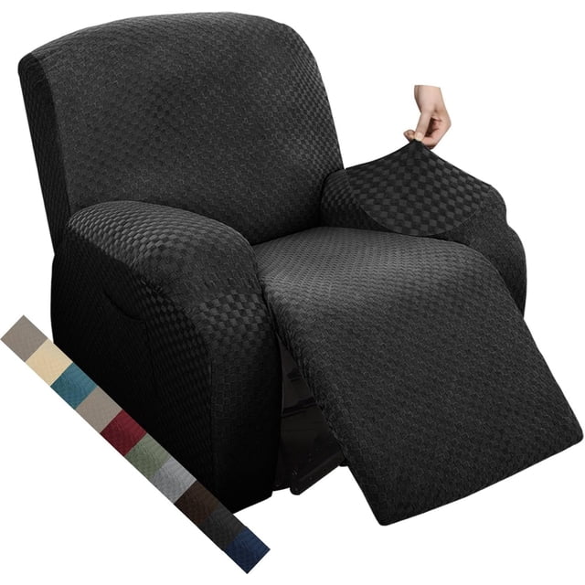 Wingback Chair Covers Piece Stretch Wing Chair Covers Soft Thick Wingback Armchair Slipcover High Back Furniture Protector Washable Dark