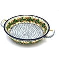 thumbnail image 1 of Polish Pottery Baker - Round with Handles - Medium - Holly Berry, 1 of 4