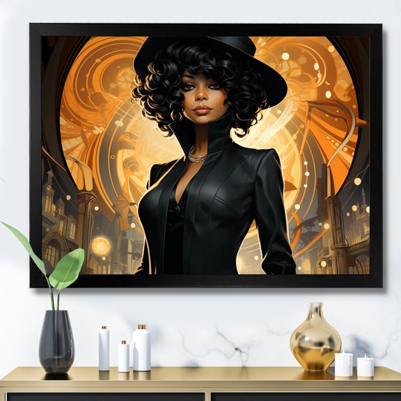 Designart "Harlem Renaissance African American Woman I" People Framed Wall Art Decor - Global Black African American Art Entryway Framed Wall Art