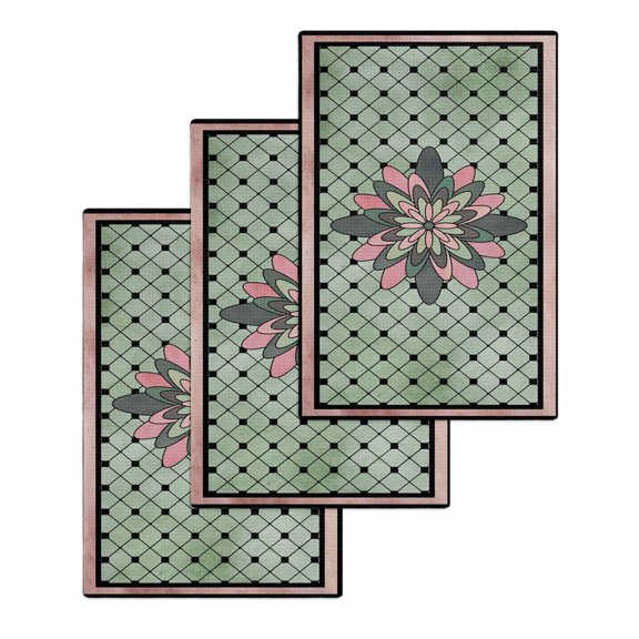 Farmhouse Flowers Kitchen Dish Towels for Drying Dishes Set of 3, Ethnic Retro Abstract Pattern Lattice Waffle Weave Microfiber Hand Tea Bathroom Towels Quick Dry & Absorbent Towel 15.7x23.6