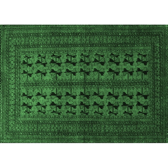 Ahgly Company Indoor Rectangle Persian Emerald Green Traditional Area Rugs, 2' x 4'