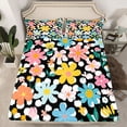 thumbnail image 2 of Manfei Chic Colorful Flowers Full Size Sheets 4-Piece for Female Men,Polka Dots Breathable Bed Sheets,Spring Garden Lightweight Sheet Sets,Ultra Soft Home Decor, 2 of 7