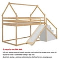 thumbnail image 2 of Bellemave Twin over Twin House Bunk Bed with Slide and Storage Staircase Playhouse Loft Bed Floor Bunk Bed Frame with Guardrails (Natural Brown), 2 of 10