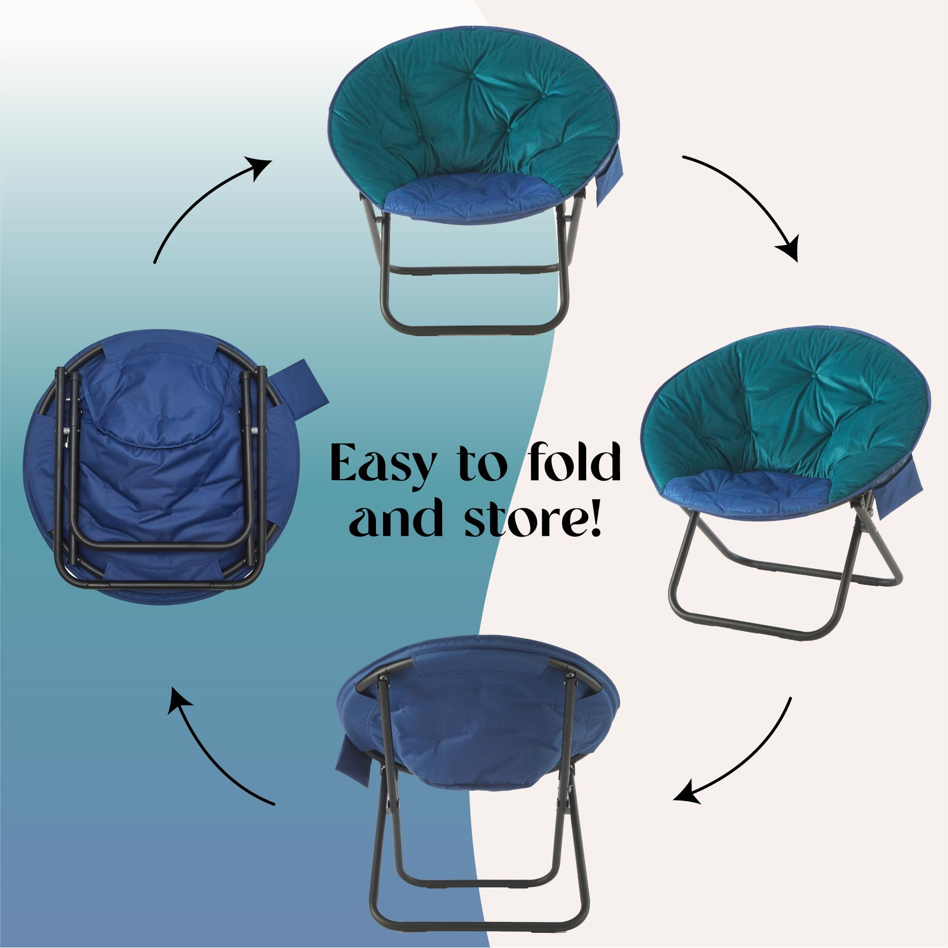 Urban Shop Colorblock Saucer Chair, Green/Blue, Adults and Teens
