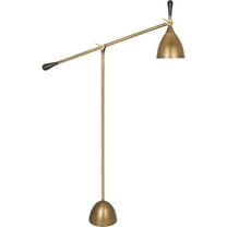 Mid-Century Modern Floor Lamp | Srkashlteni Collection - Warm Brass & Dark Walnut | Metal Shade | E26 Socket, Dimmer Switch, UL Listed