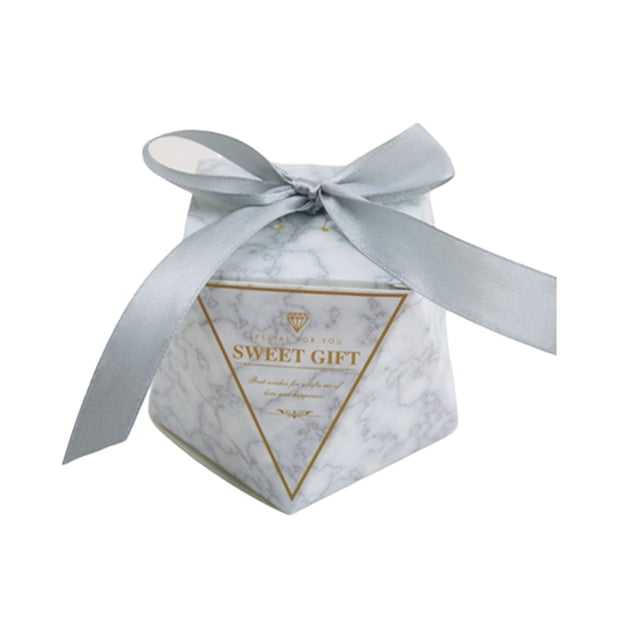 Ounissouiy Caja de dulces con lazo de 50 Uds., cajas de recuerdo de boda, bolsas de regalo, suministros octogonales portátiles para invitados, Kits de decoración para fiestas Gris