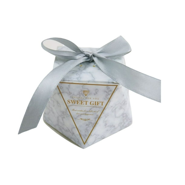 Wosthever 50 Uds. Caja de dulces con lazo para galletas, cajas de recuerdo de boda, hermoso regalo, bolsas de recuerdo, suministros portátiles para Kits de decoración para fiestas Gris Wosthever HA080726-01