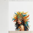 thumbnail image 2 of Adhesivo de pared con retrato colorido de niña con tocado de plumas, 2 of 4