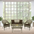 thumbnail image 6 of Jeco Clark 4 Piece Wicker Patio Sofa Set in Gray and Brown, 6 of 8