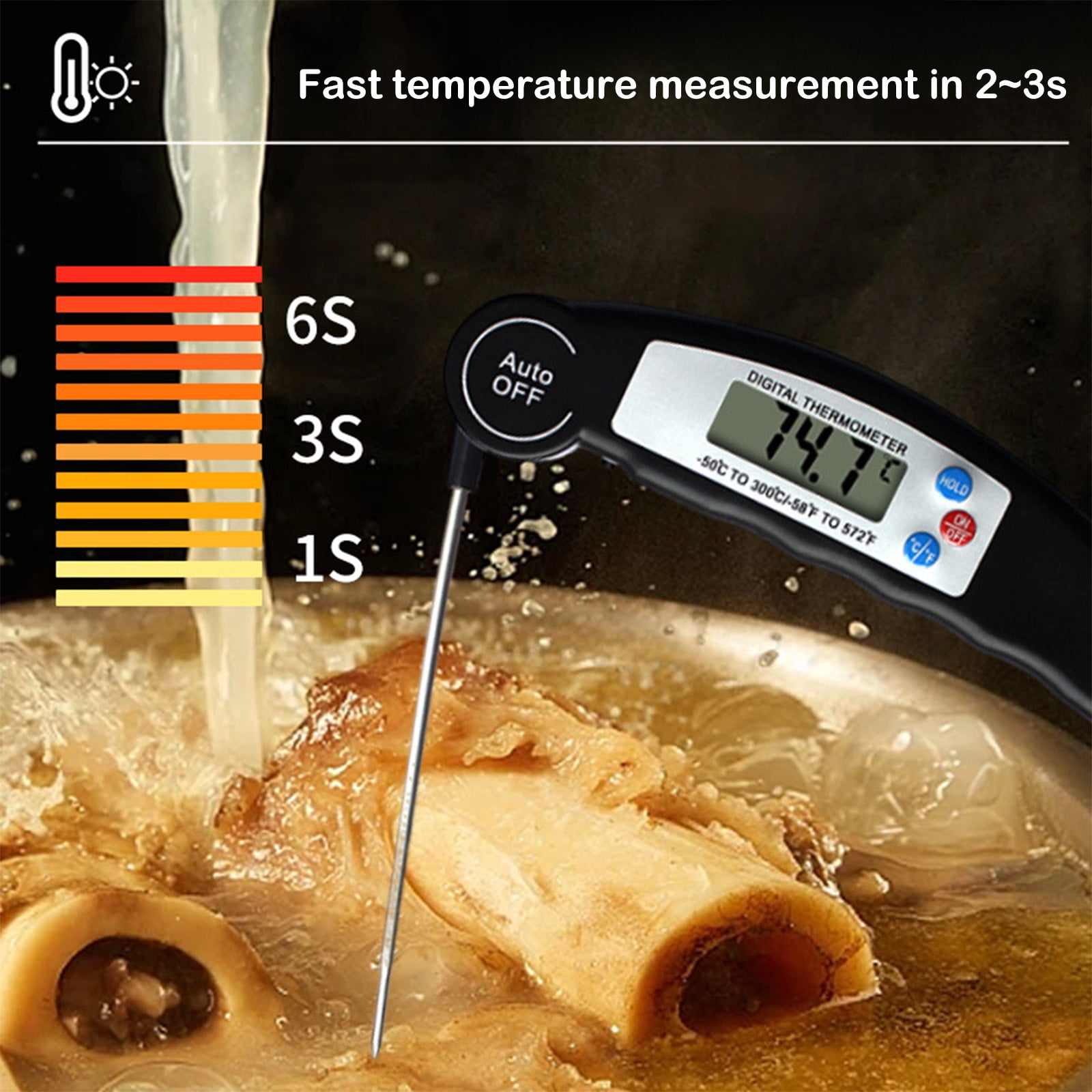 TaTaai 3Pcs Meat Thermometer Digital for Cooking & Baking, Grilling Wireless Food Thermometer Probe for Temperature, Liquids, BBQ, Smoking, Chicken, Steak, Kitchen Gadgets & Grilling