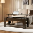 thumbnail image 2 of CRXX Lift Top Coffee Table with Hidden Compartment and Storage Shelf, Rising Tabletop Dining Table for Living Room Reception Room, 47.5in L, Espresso, 2 of 10