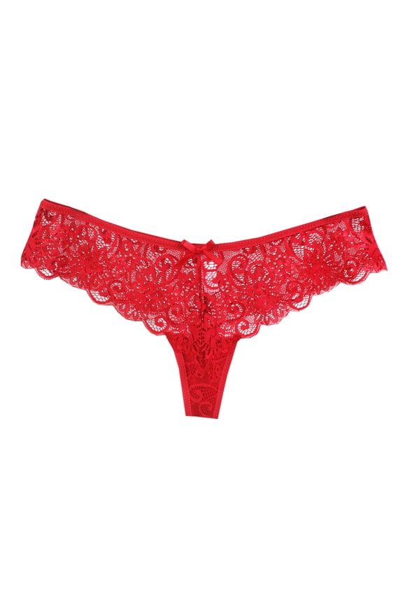 YWDJ Plus Size Underwear for Women Women Underwear Lace Bikini Panties Silky Comfy Lace Body Thong Red M
