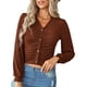 thumbnail image 1 of Cárdigan, Camisa de mujer de manga larga con cuello en V Botones Crop Casual Cardigan Meterk Camello/Pequeña, 1 of 7