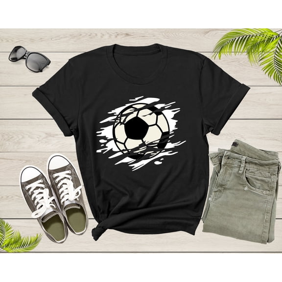 Cool Soccer Ball Silhouette Soccer Sports Team Games T-Shirt Soccer Player Gift T Shirt for Men Women Kids Boys Girls Soccer Graphic Tshirt