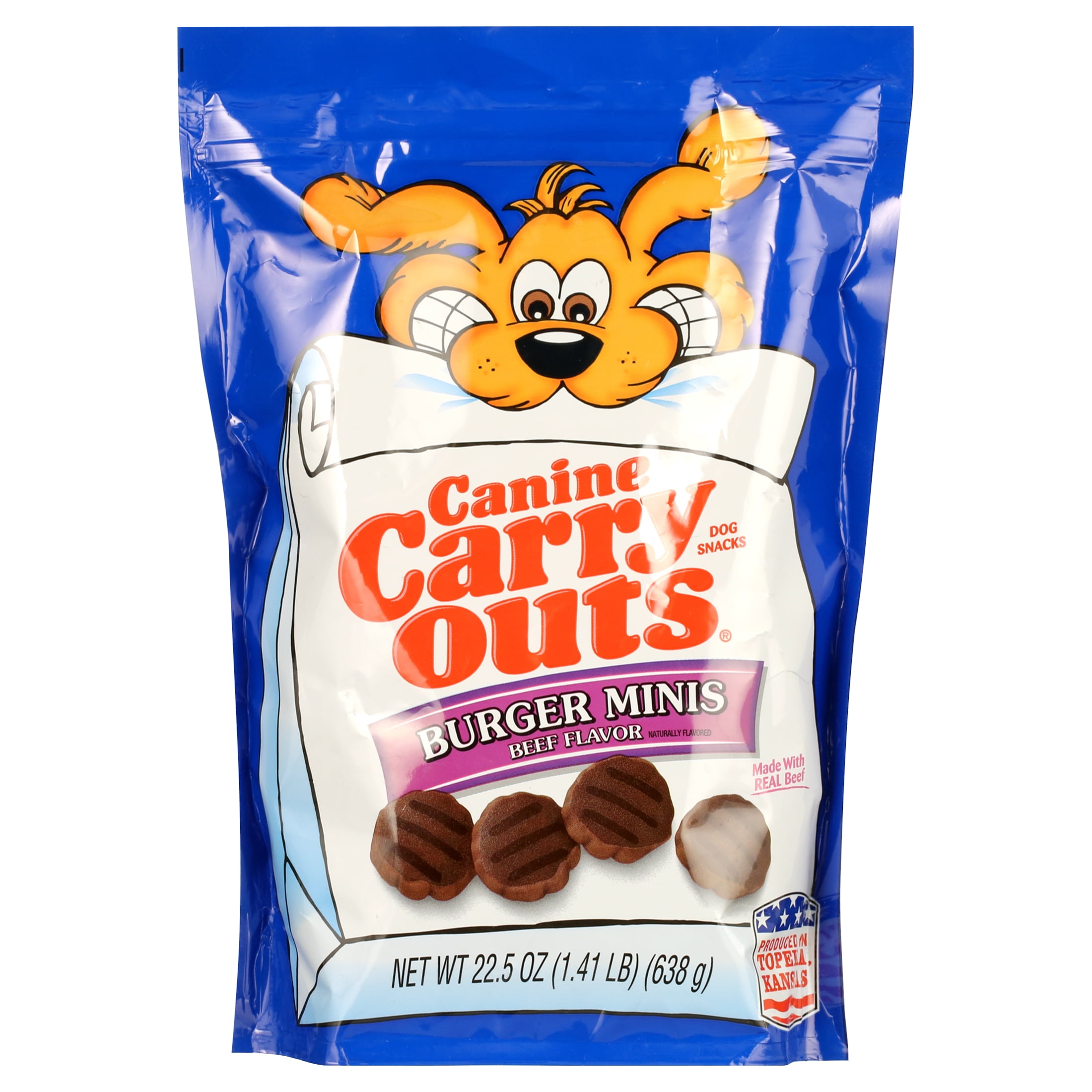(6 pack) Canine Carry Outs Burger Minis Beef Flavor Dog Treats, 22.5oz Bag