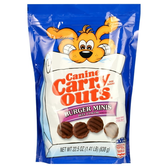 Canine Carry Outs Burger Minis Beef Flavor Dog Treats, 22.5oz Bag