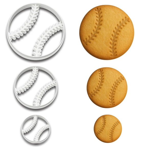 Baseball Cookie Cutters Trio (4", 3", 2") - Ideal for Sports-Themed Baking, Ballpark Celebrations, and Kids' Parties (Random Colors)