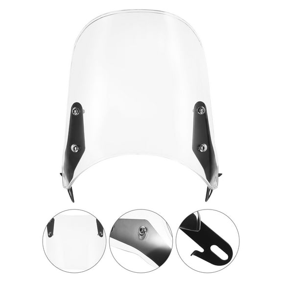 ROSENICE 1Pack Rectangular Transparent PC Metal Motorcycle Windshield Deflector for Riding Outdoor Travel