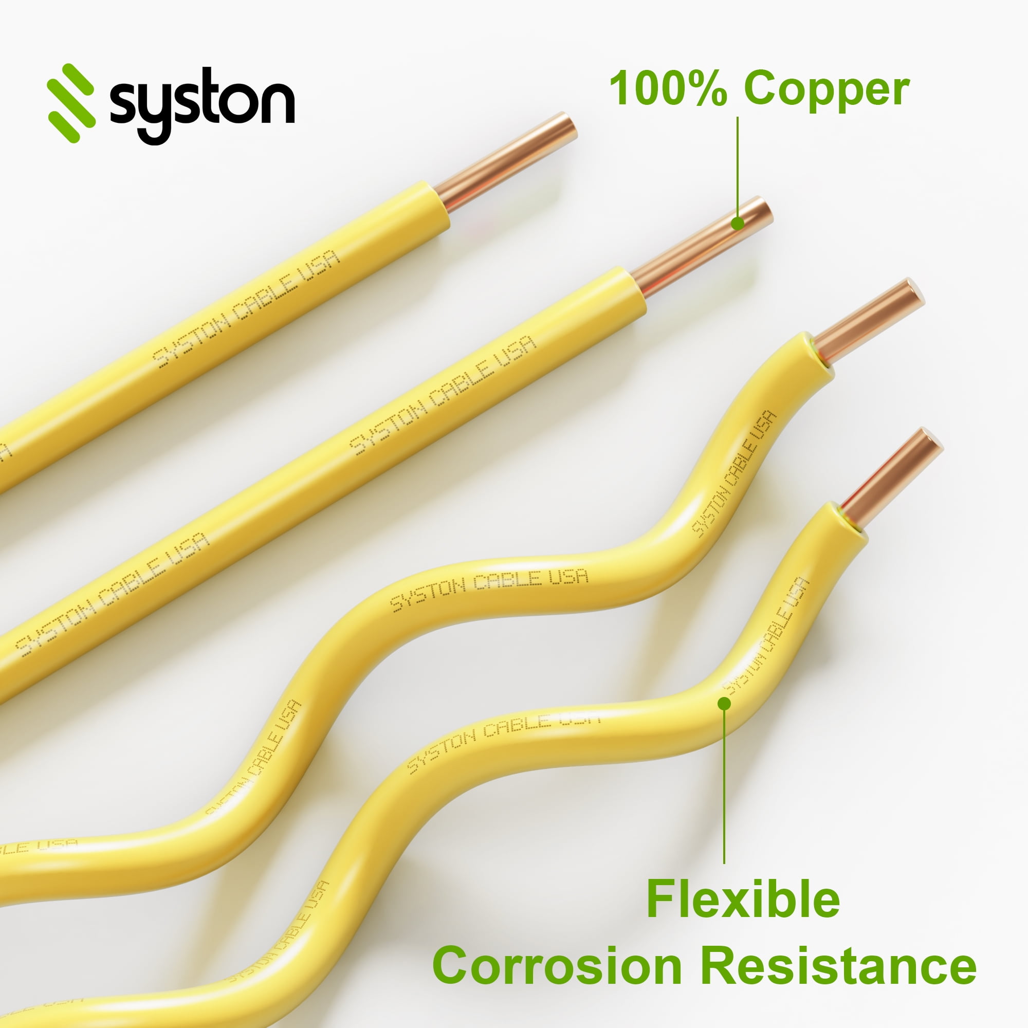 SYSTON CABLE TECHNOLOGY 14 AWG Tracer Wire Direct Burial 600V 1 Solid Bare Copper Conductor, HMWPE Insulation UV Resistant Tracer Wire to Locate Underground Gas Pipelines - Yellow, 250 FT