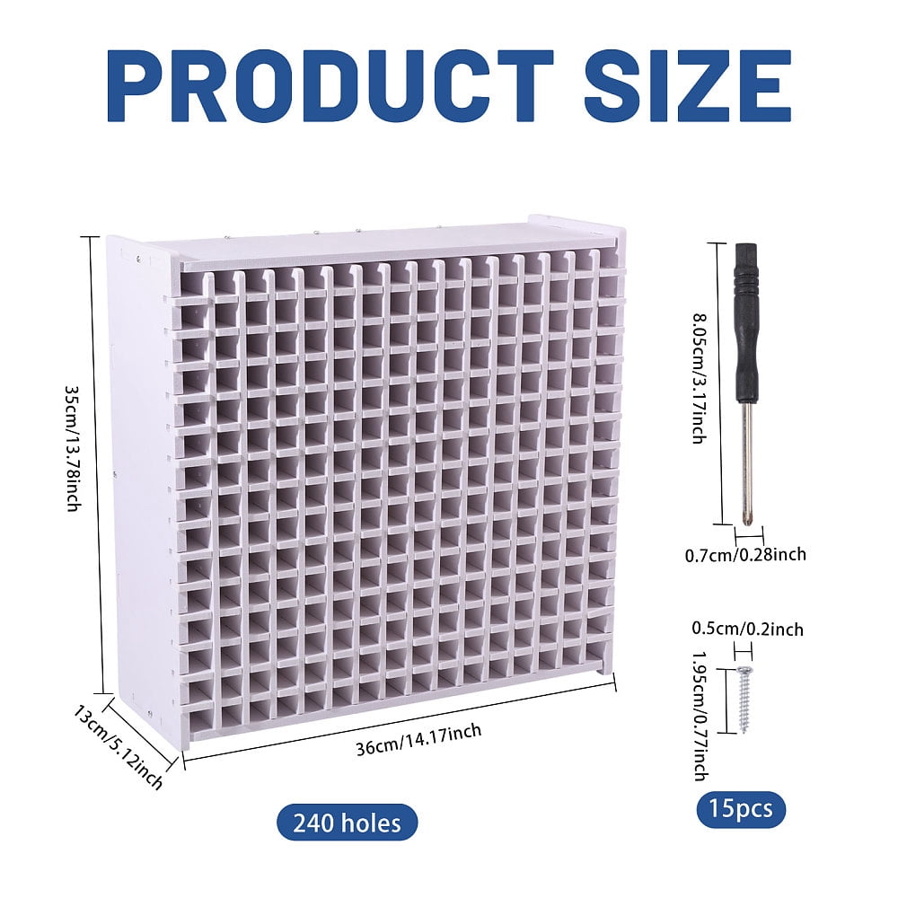 240-Hole PVC Marker Pen Organizer Storage Grided Holder Rectangle White 35x36x13cm for making