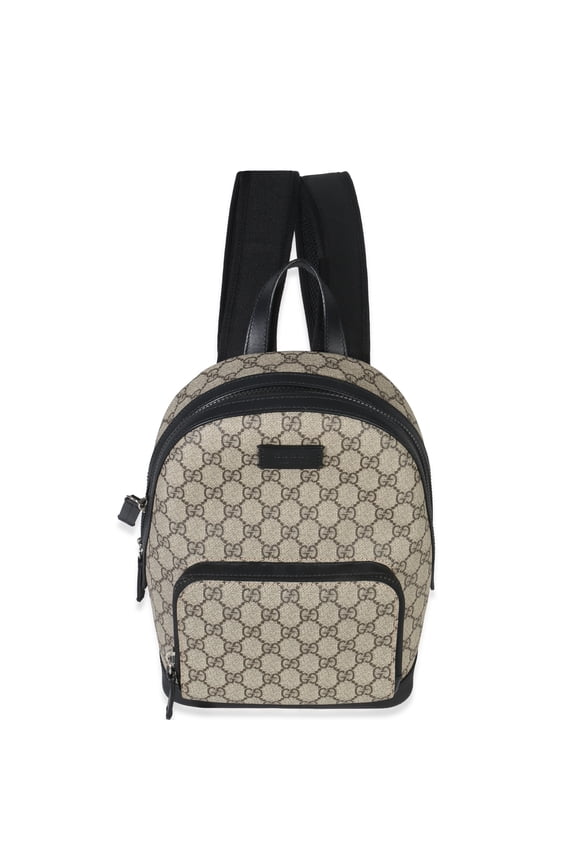 Pre-Owned Gucci Black Beige GG Supreme Canvas Eden Small Backpack