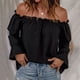thumbnail image 4 of Top de mujer con hombros descubiertos y color liso - Camiseta sexy de manga corta con un solo cuello para uso diario (S-XXXL), 4 of 8