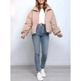 thumbnail image 5 of Women'S Winter Cropped Puffer Jacket Coat Short Warm Quilted Jacket Khaki M, 5 of 6