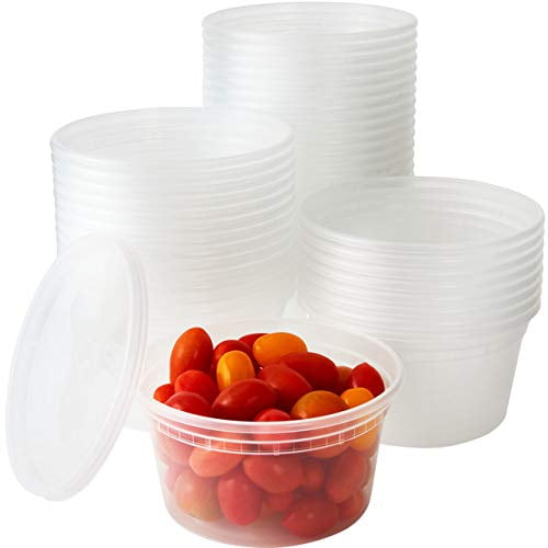 Deli Grade, BPA Free 12oz Plastic Containers with Lids, 48ct. Leakproof