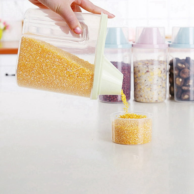 1pc Transparent Sealed Food Storage Container With Lid And Measuring Cup  For Flour, Sugar, Grains, Rice And Baking Supplies. Organizes Kitchen And  Pantry, Stores Bulk Food.
