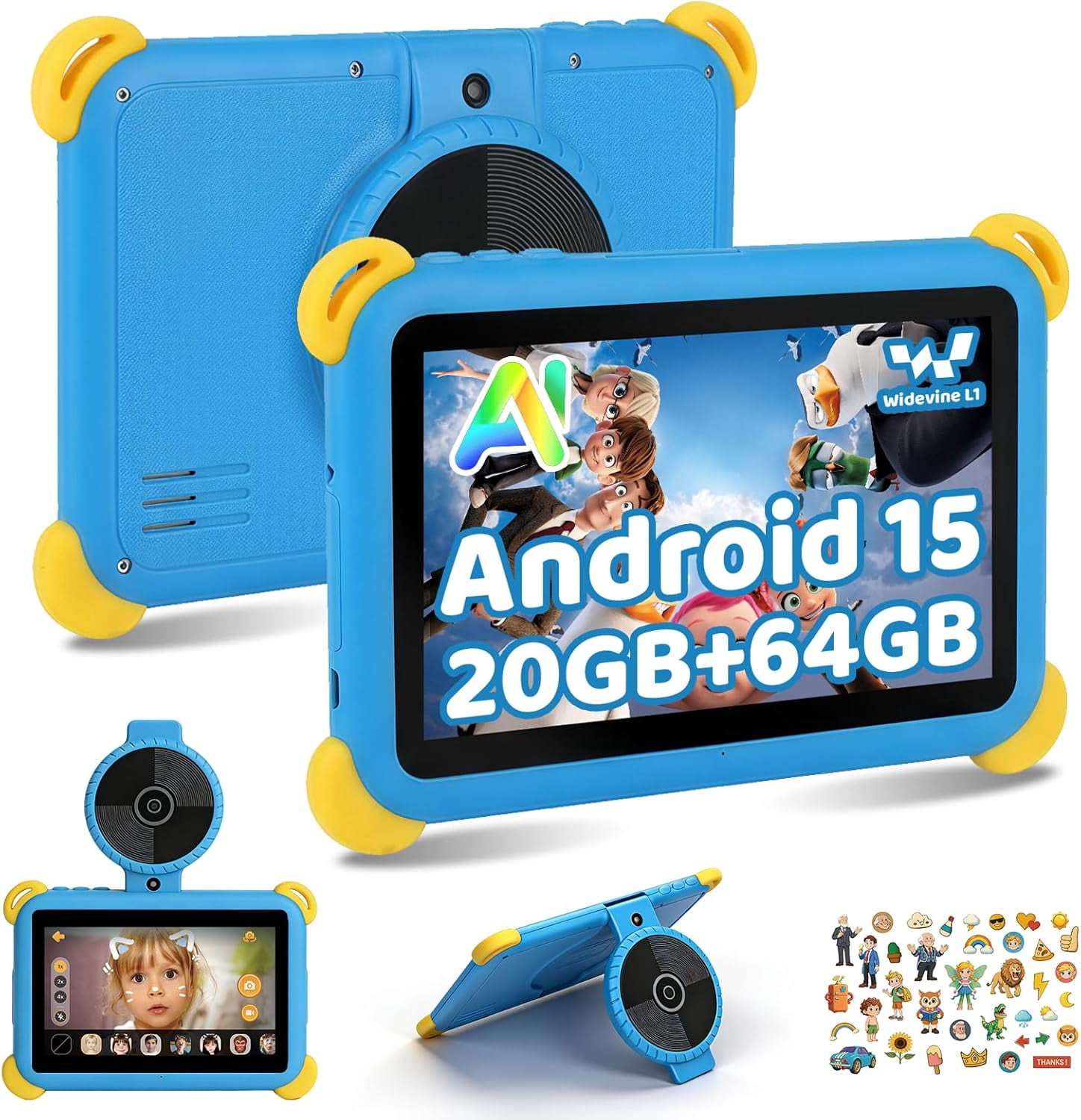 7'' Kids Tablet, WiFi, 2GB RAM 16GB ROM, Android 9.0, Kidoz Pre
