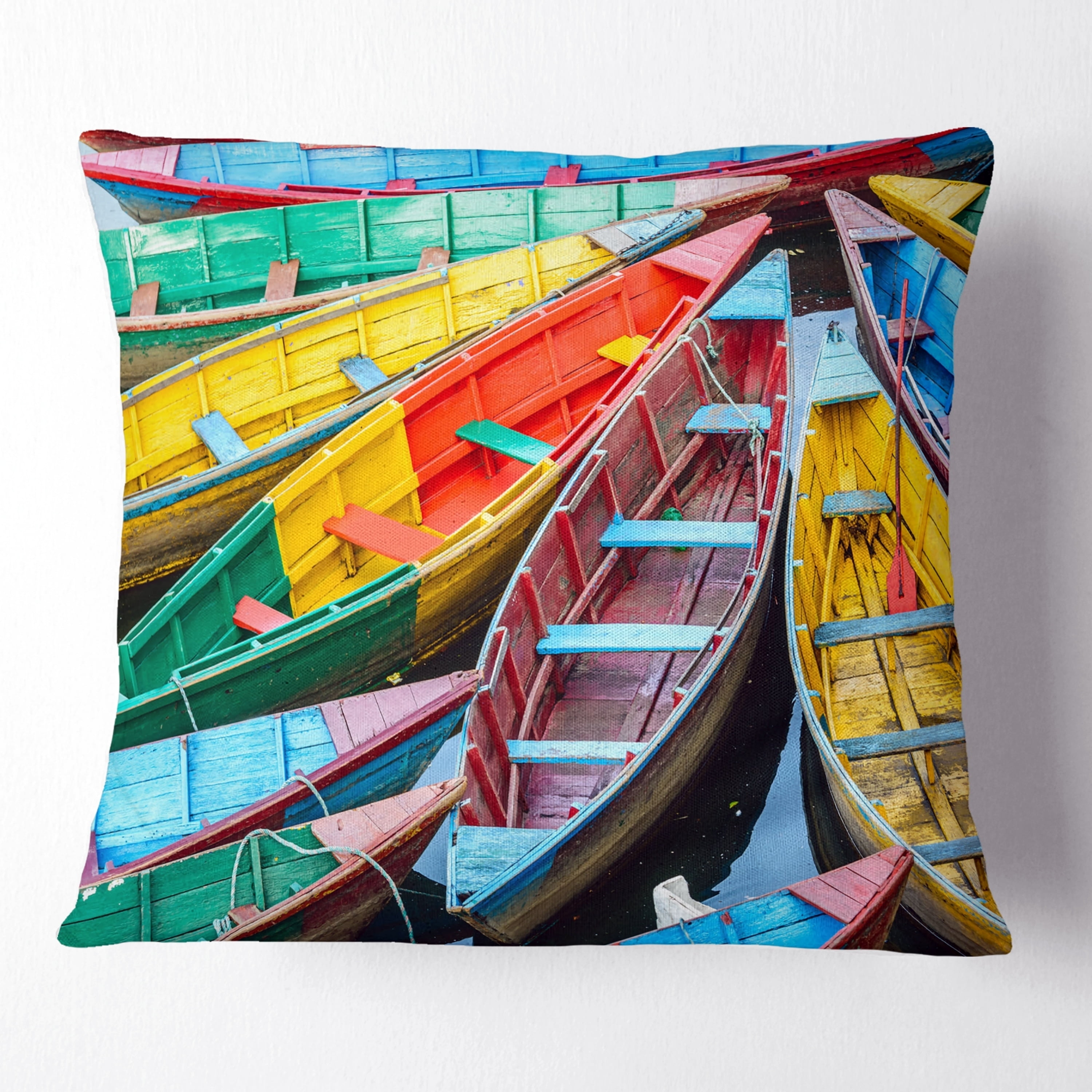 DESIGN ART Designart 'Rowing Boats on the Lake in Pokhara' Boat Throw